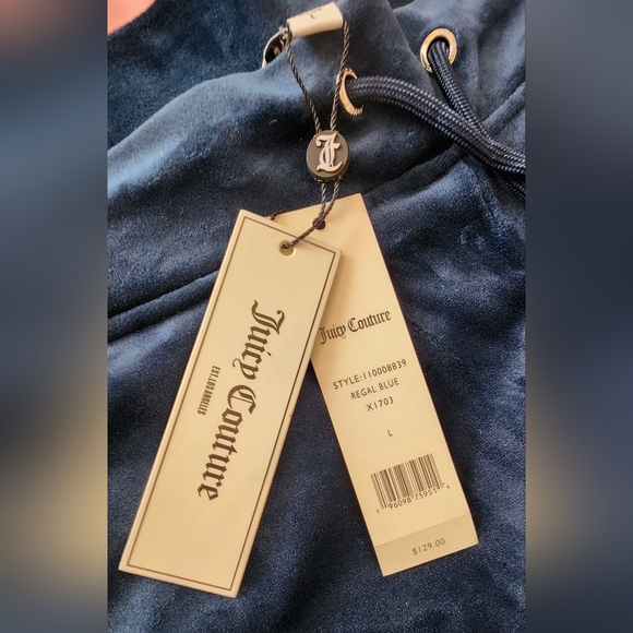 Juicy Couture Regal Blue Velour Bling Tracksuit Jogger Pants Size Large - Picture 6 of 8